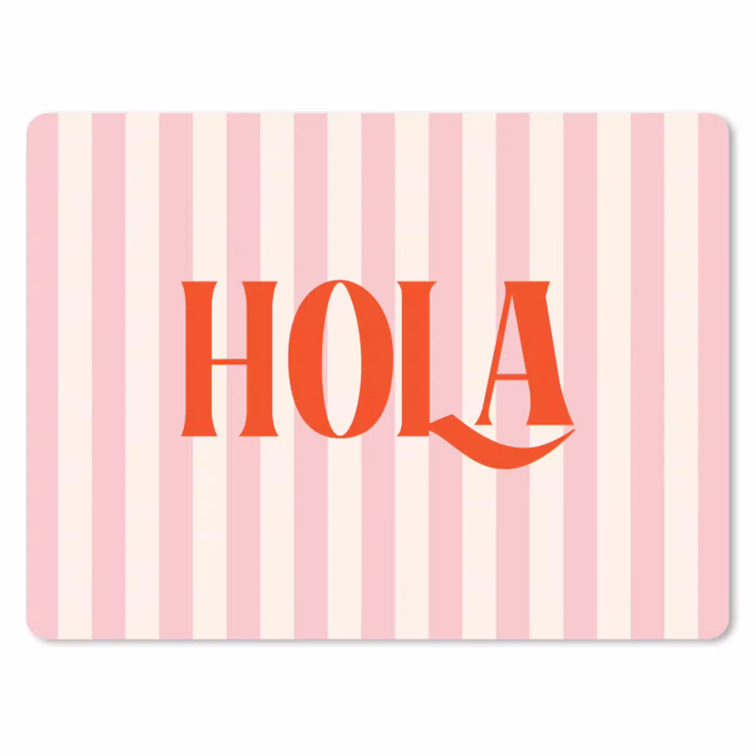 Hola - Quote -  Strepen - Pastel - Roze - Rood - Wit muismat rubber klein -3d