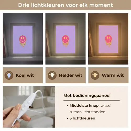 Smiley - Drip - Neon Light Box met kabel (Tafellamp) klein -USP_lichtkleurNL