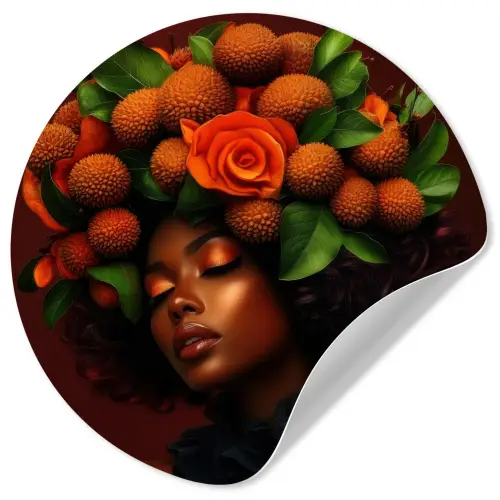Vrouw - lychee - exotisch Wandcirkel behangsticker klein -3d