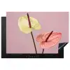 Bloemen - Anthuriums - Geel - Roze Inductie beschermer vinyl 3mm klein -3d