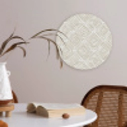 Abstract - Ruit - Beige Akoestische PET Vilt - Rond klein 838 -sfeer3