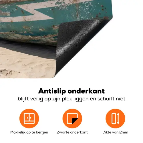 Boot - Zandstrand - Zee Inductie beschermer vinyl 3mm klein -zzzzzzz-td-onderkant