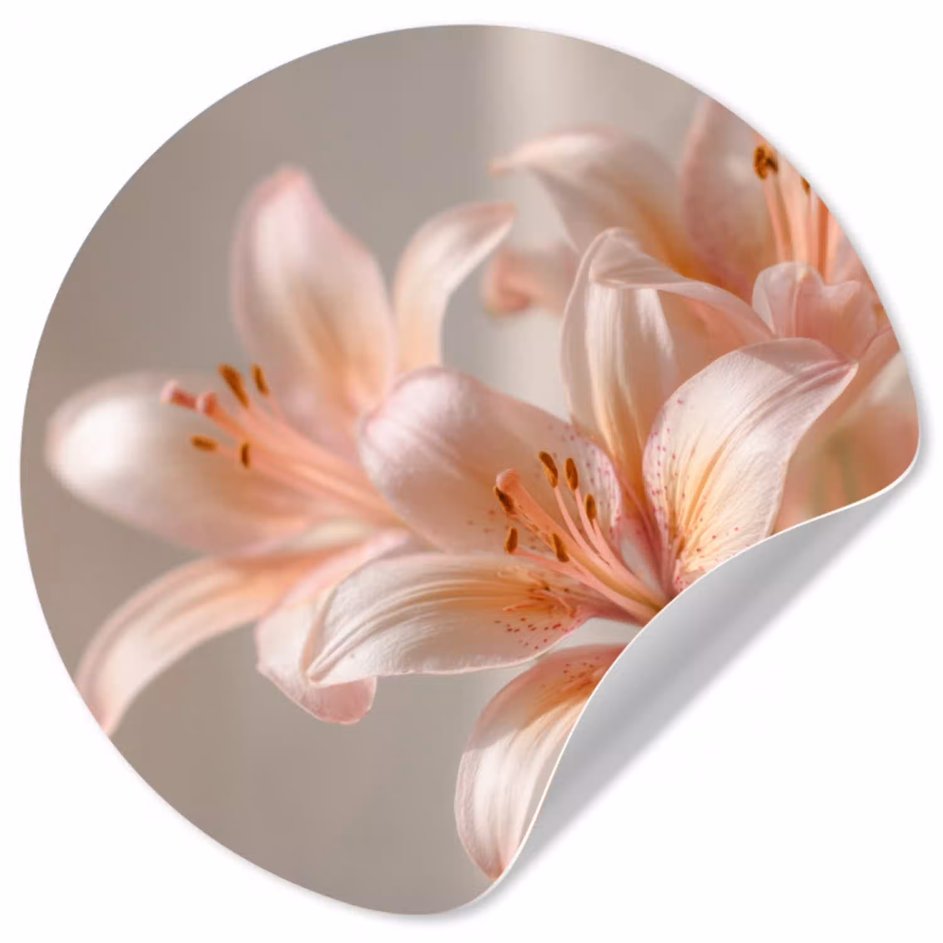 Lelies - Meeldraden - Roze - Wazig Wandcirkel behangsticker klein -3d