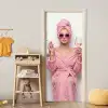 Vrouw - Roze - Wijn - Zonnebril deurposter klein -sfeer4