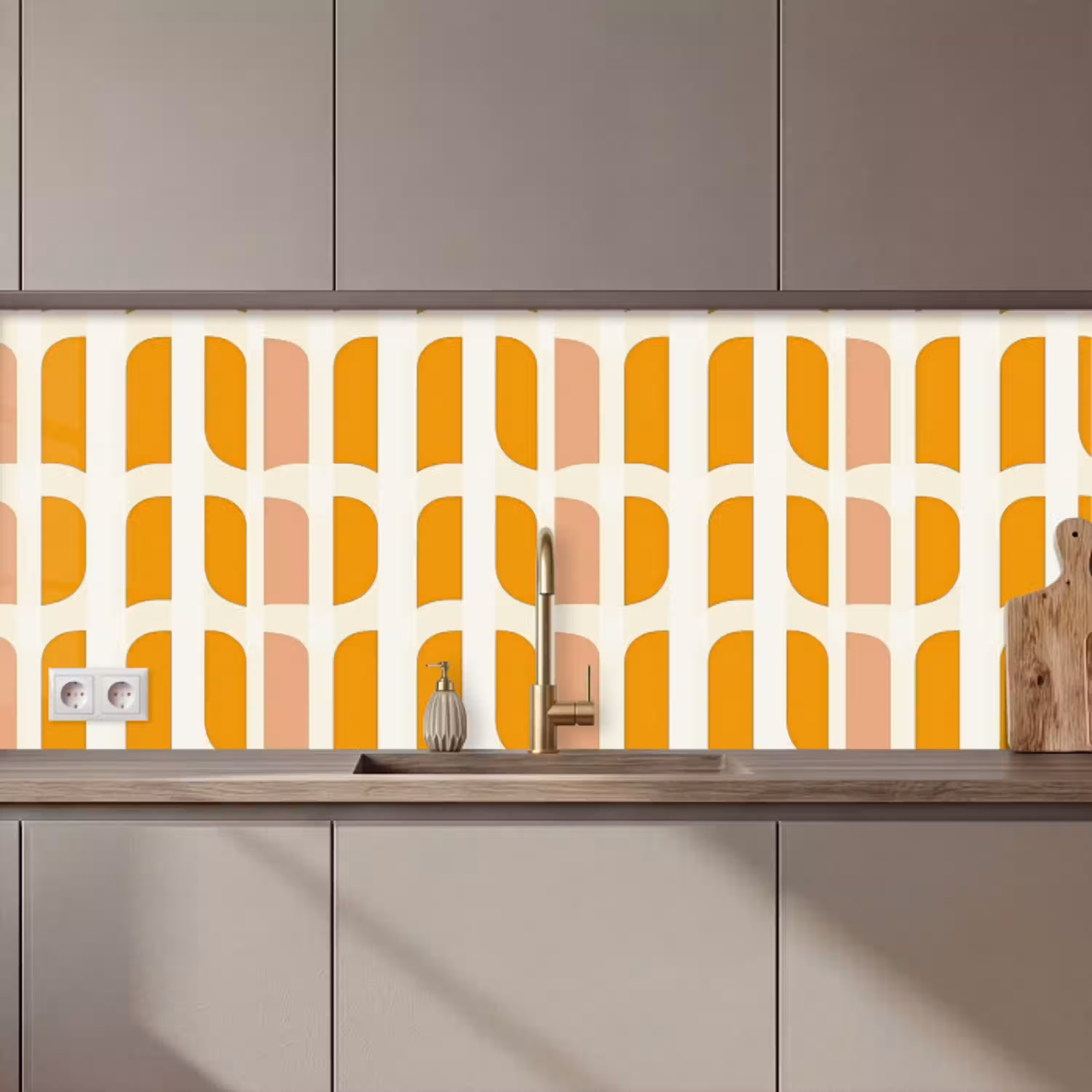 Geometrisch - Patroon - Geel - Roze keuken achterwand 2 middel 871 zz_3dshopping