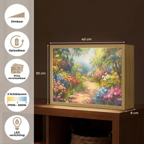 Natuur - Landschap - Bloemen - Kleurrijk Light Box met batterij (Wandlamp) middel -USP_websiteoverzichtNL
