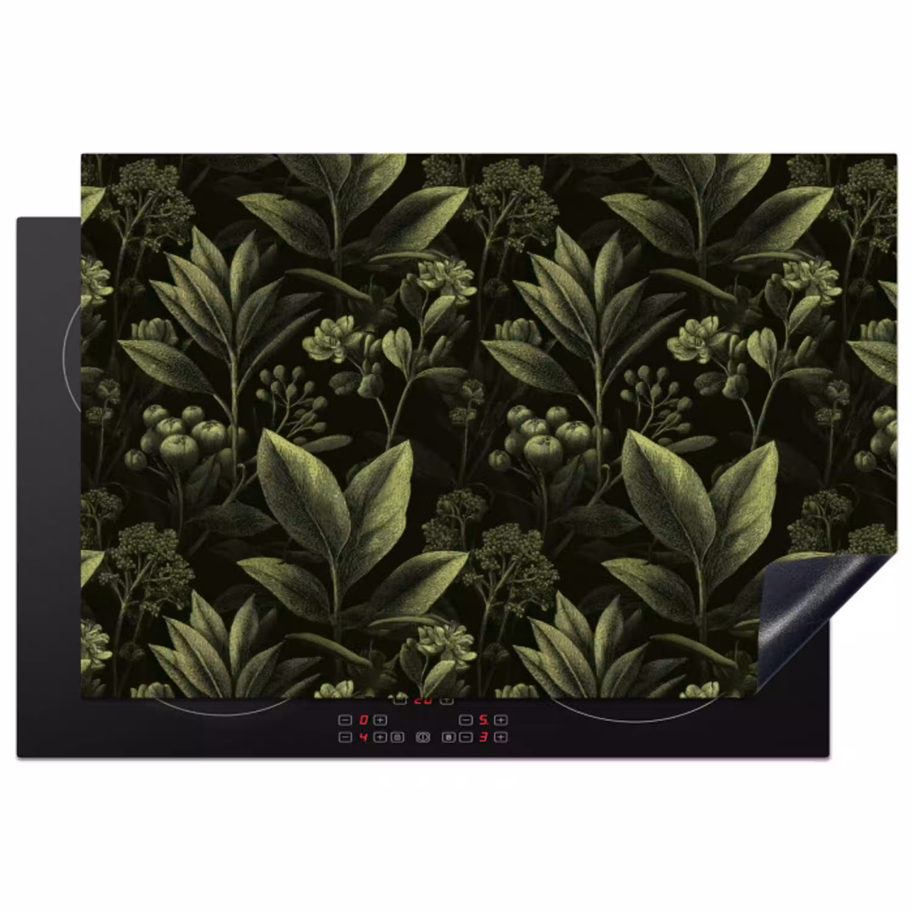 Klassiek - Donker - Botanisch - Planten Inductie beschermer vinyl 3mm klein 276 -3d