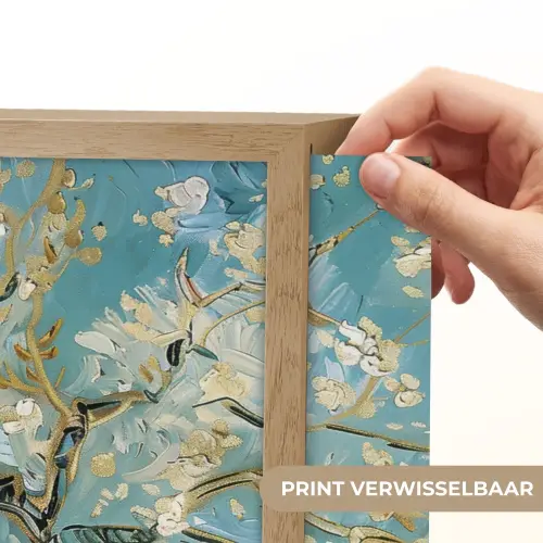 Amandelbloesem boom - Blauw - Abstract Light Box met batterij (Wandlamp) middel -USP_websiteprintNL