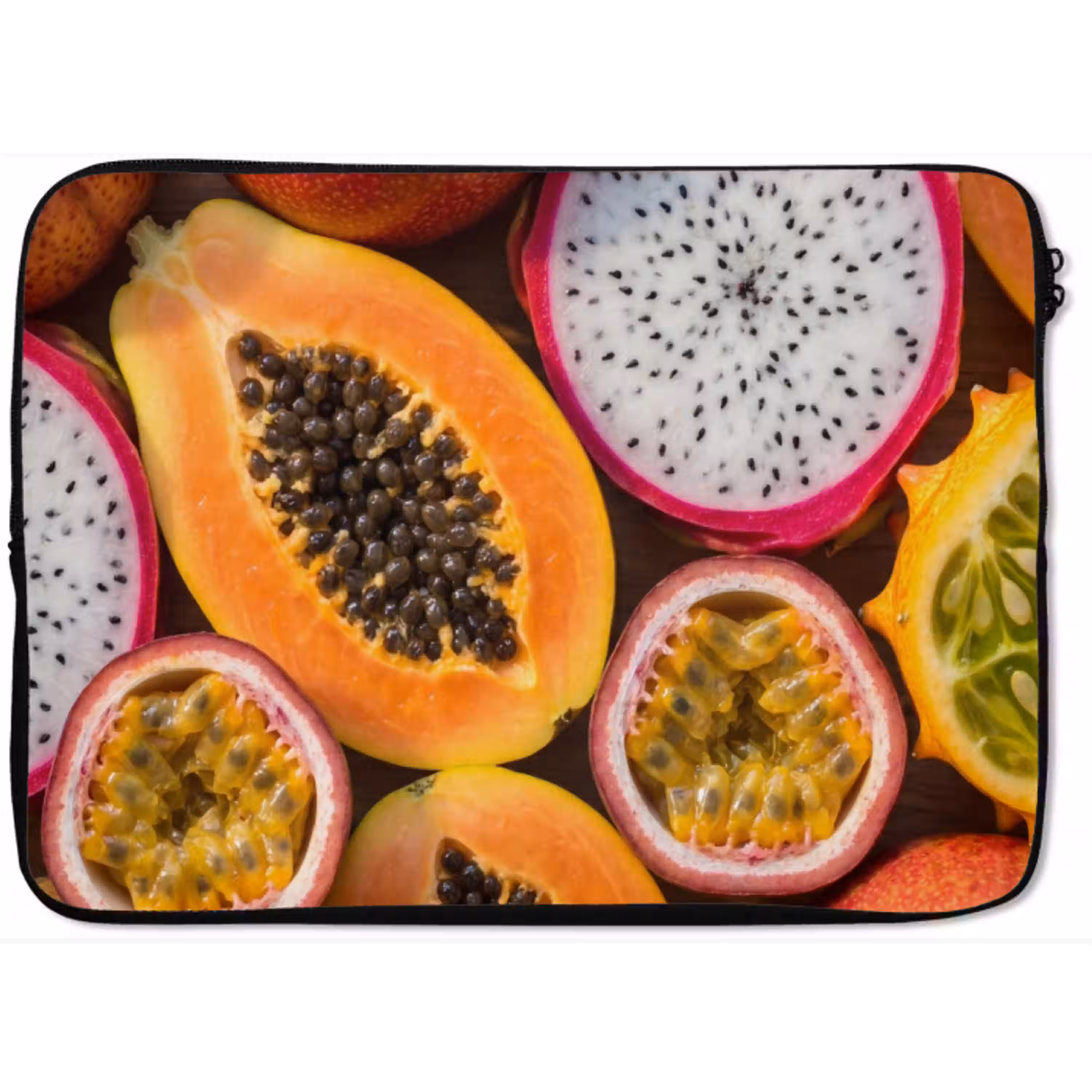 Fruit - Geopend - Tropisch - Eten - Kleurrijk laptophoes neopreen klein -zkaufland3dotto