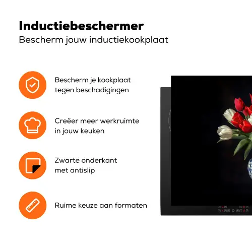 Rode - Bloemen - Tulpen - Vaas Inductie beschermer vinyl 3mm klein -zzzzzzz-td-ups