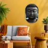 Boeddha - Grijs - Spiritualiteit - Buddha beeld - Religie Wandcirkel Ovaal Forex klein -sfeer4