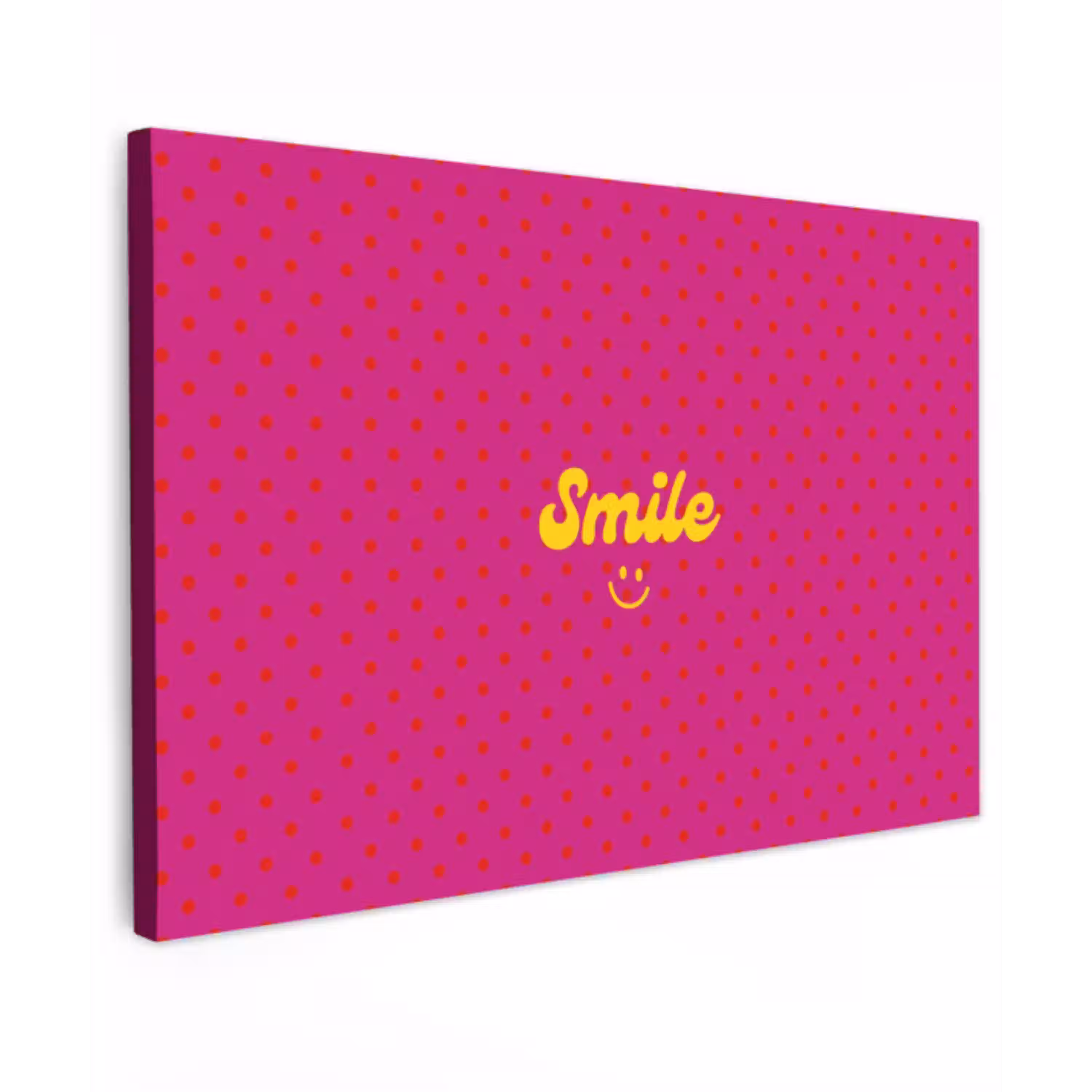 Smile - Stippen - Geel - Smiley - Roze canvas 2cm klein -z3d
