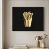 Friet - Goud - Chrome - Eten Textielframe zwart klein -sfeer2