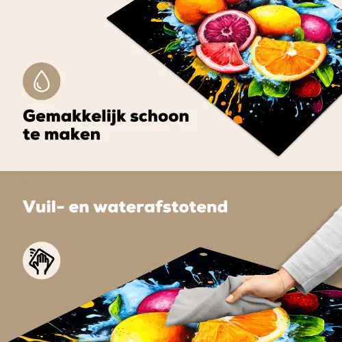 Fruit - Graffiti - Kleurrijk - Sinaasappel - Aardbei - Abstract Inductie beschemer met haakjes klein -ky-schoon-nl