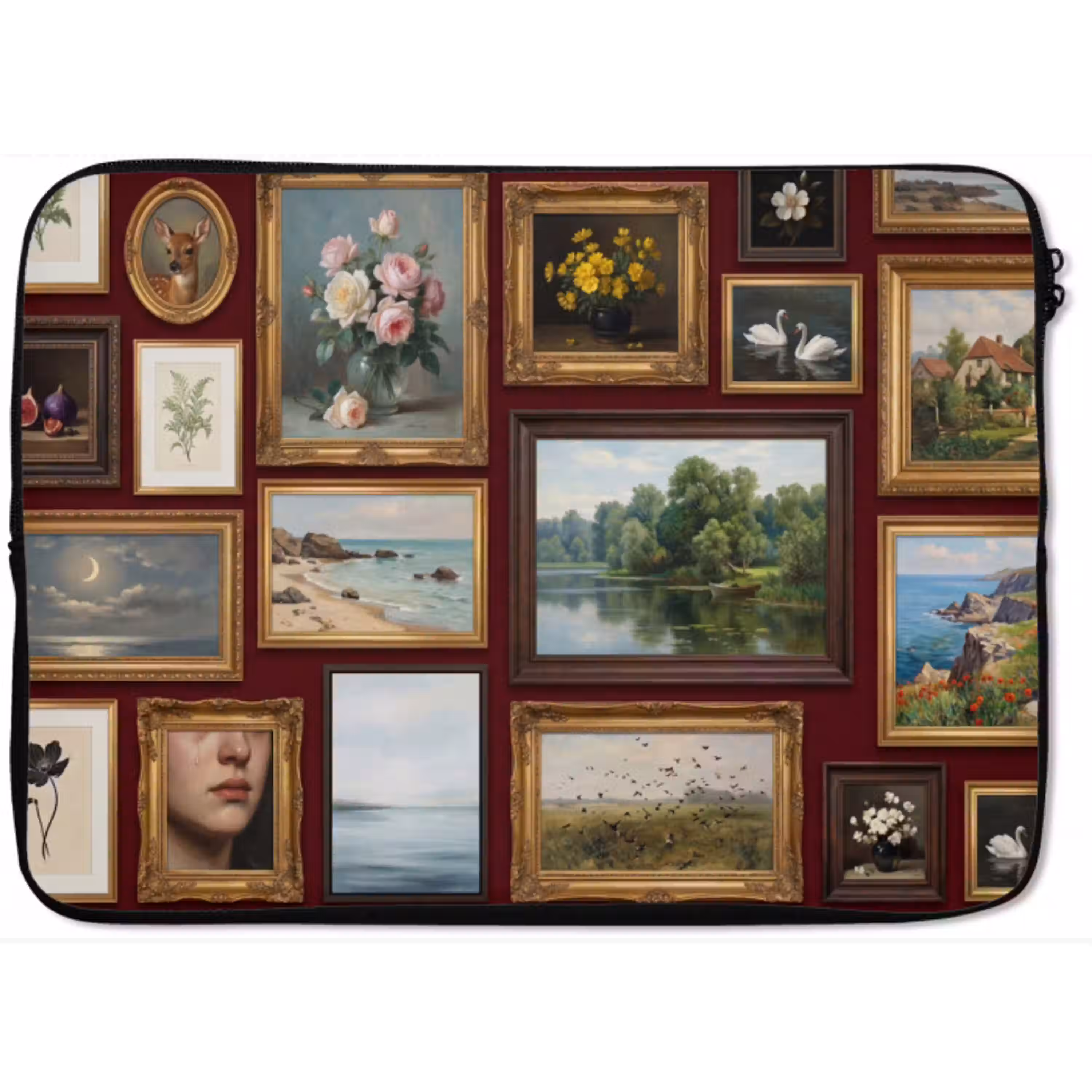 Bloemen - Vaas - Klassiek - Kunst - Rood laptophoes neopreen klein -zkaufland3dotto