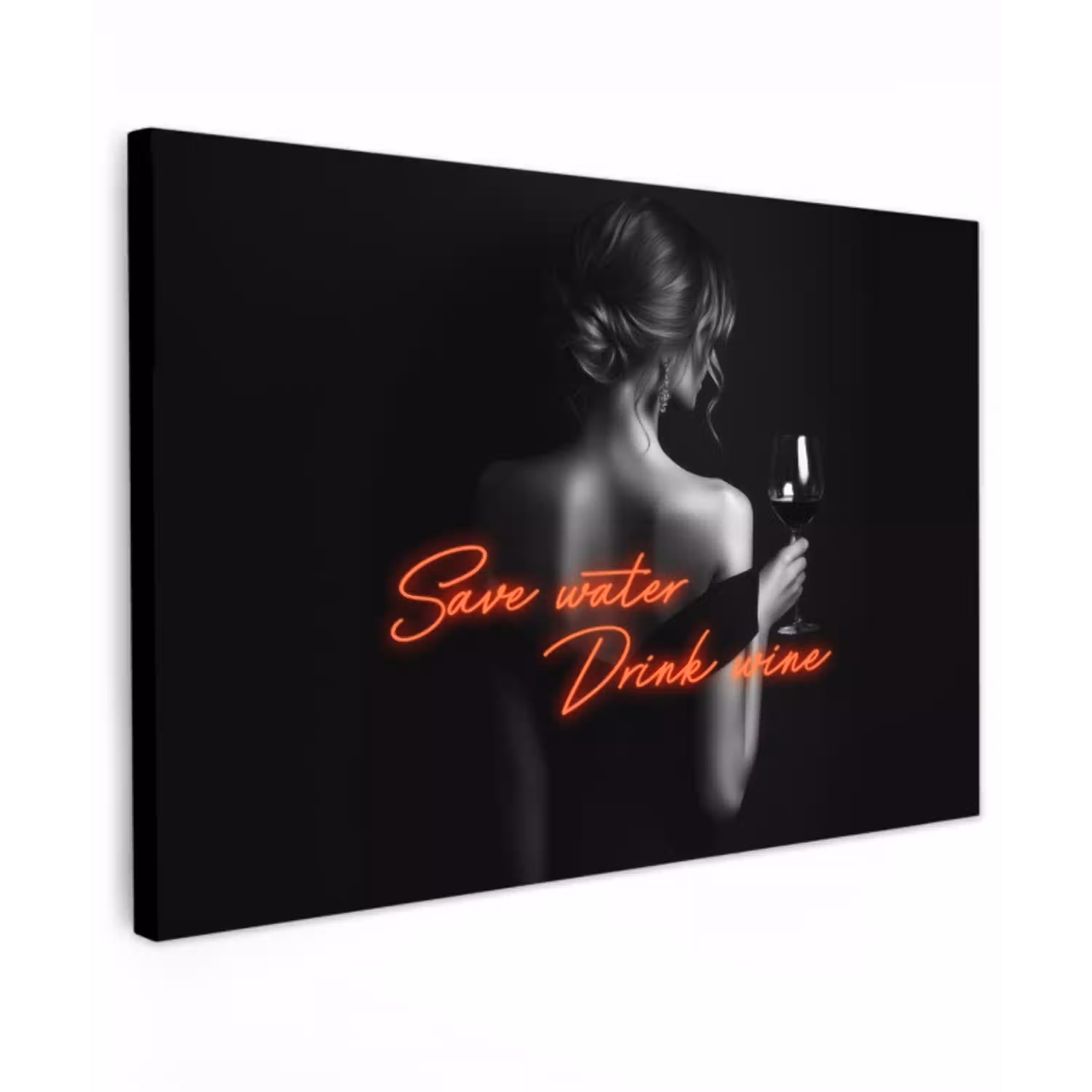 Wijn - Vrouw - Neon - Quote canvas 2cm klein -z3d