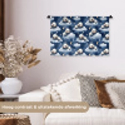 Panda's - Slapen - Blauw Wandkleed katoen klein 269 -sfeer1