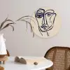 Minimalistisch - Lijnillustratie - Beige - Donkerblauw Wandcirkel kunststof plaat 5mm dik klein -sfeer4