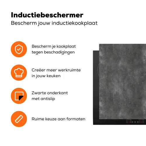 Donkergrijs - Ruw - Beton Inductie beschermer vinyl 3mm klein 276 -zzzzzzz-td-ups