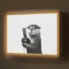 Wijnfles - Otter - Zwart Light Box met batterij (Wandlamp) middel -z3d_website