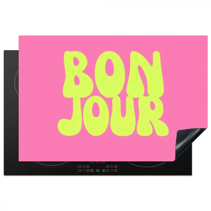 Bonjour - Roze - Fel groen Inductie beschermer vinyl 3mm klein -3d