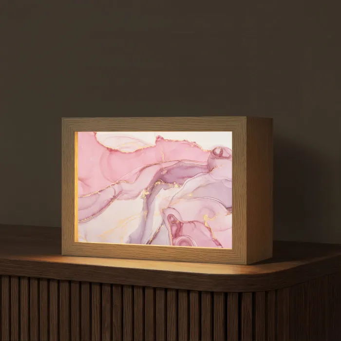 Goud - Marmer - Roze Light Box met kabel (Tafellamp) klein -z3d_website
