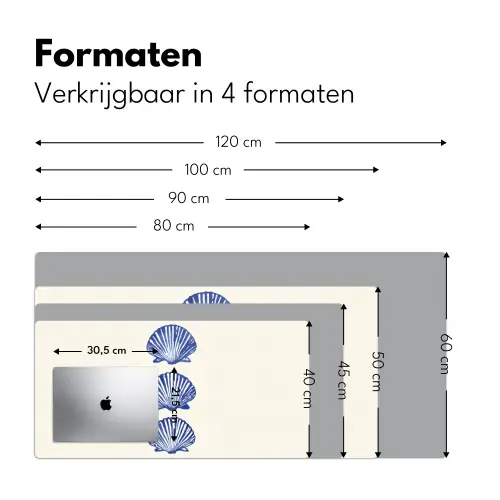Schelpen - Blauw - Patroon Muismat XXL klein -sfeer5