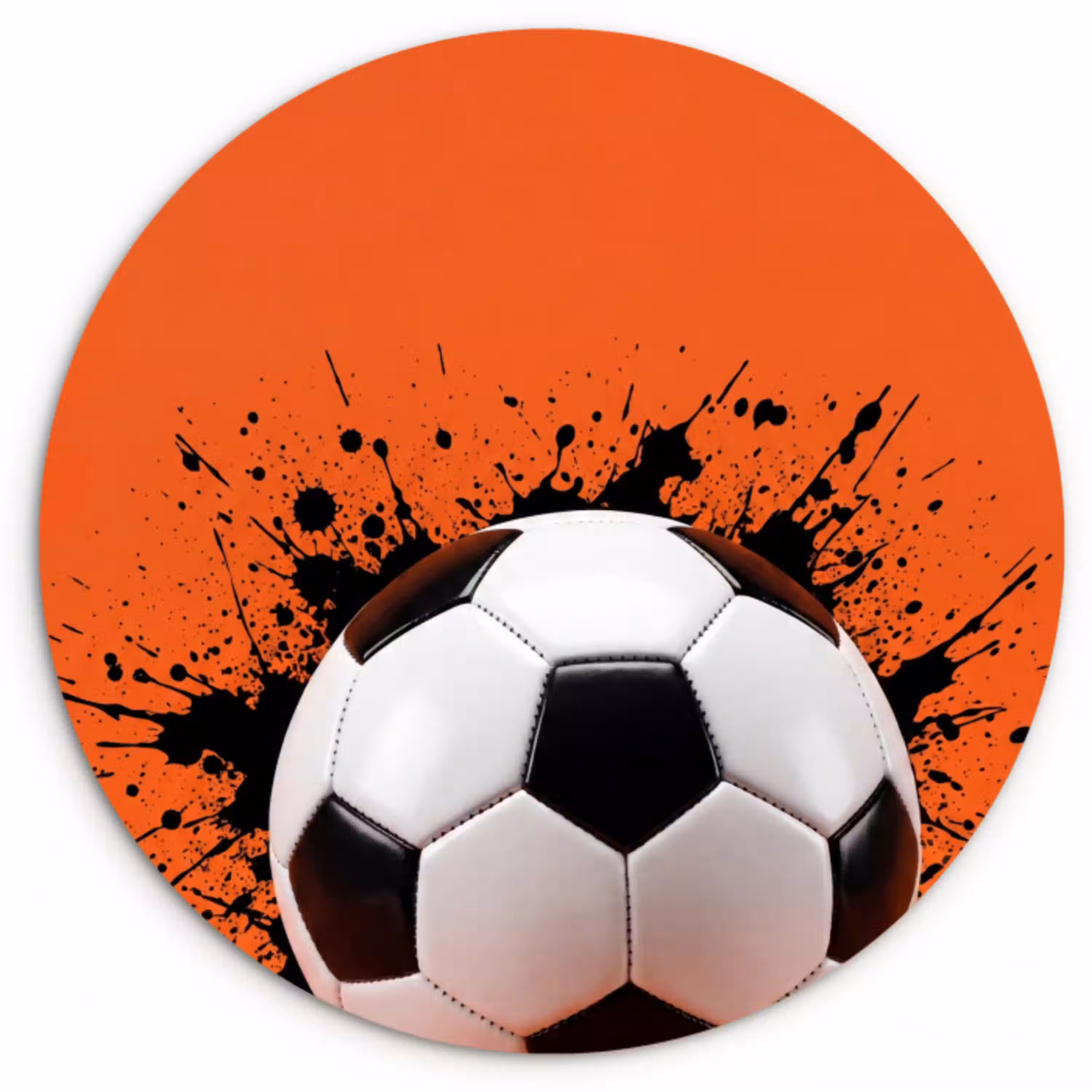 Voetbal - Verf - Sport - Oranje Wandcirkel kunststof plaat 5mm dik klein -3d