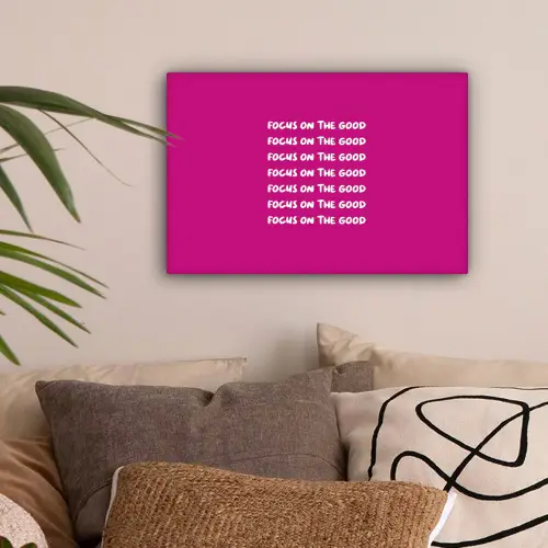 Focus on the good - Roze - wit canvas 2cm klein -sfeer1