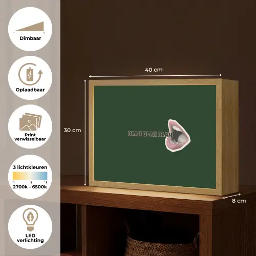 BLAH BLAH BLAH - Mond - Groen Light Box met batterij (Wandlamp) middel -USP_websiteoverzichtNL