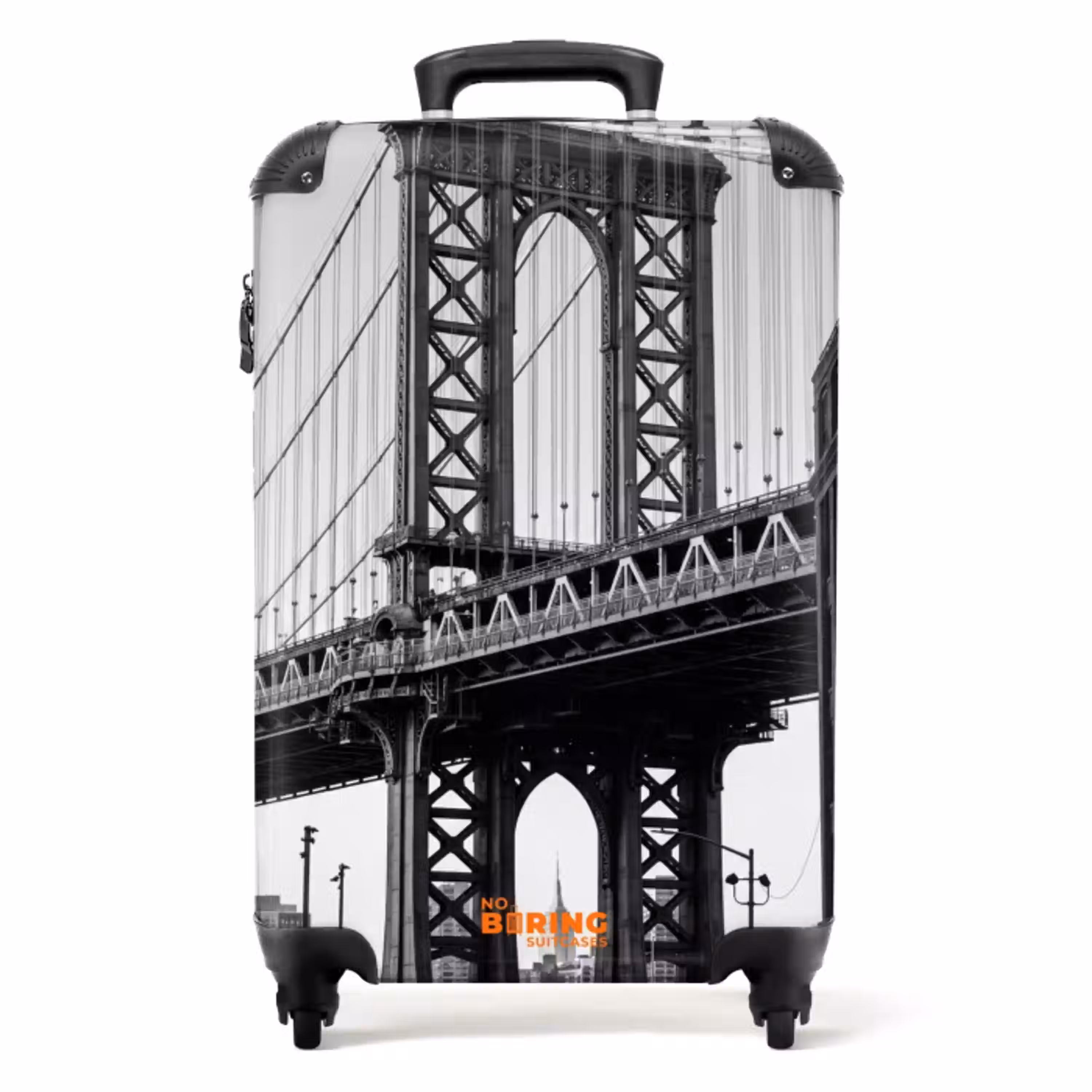 Brug - Stad - Architectuur - Modern - Zwart - Wit NBS - Handbagage koffer - Volwassenen Unisex middel -productfoto_recht