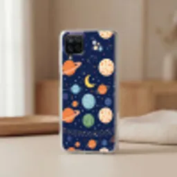 Ruimte - Planeten - Kleurrijk Telefoonhoesje Samsung Galaxy A12 klein -sfeer2