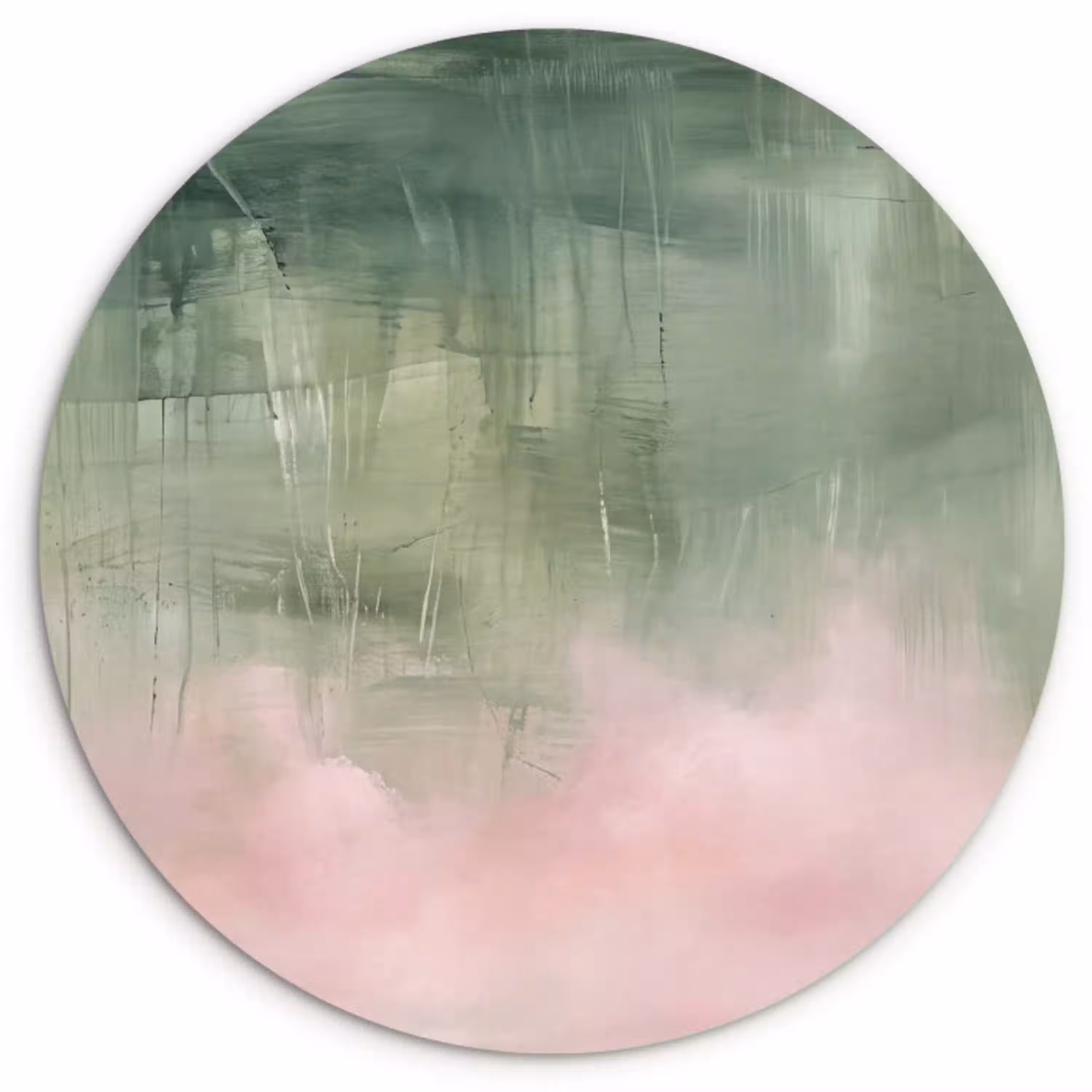 Kunst - Abstract - Modern - Groen - Roze Wandcirkel kunststof plaat 5mm dik klein -3d