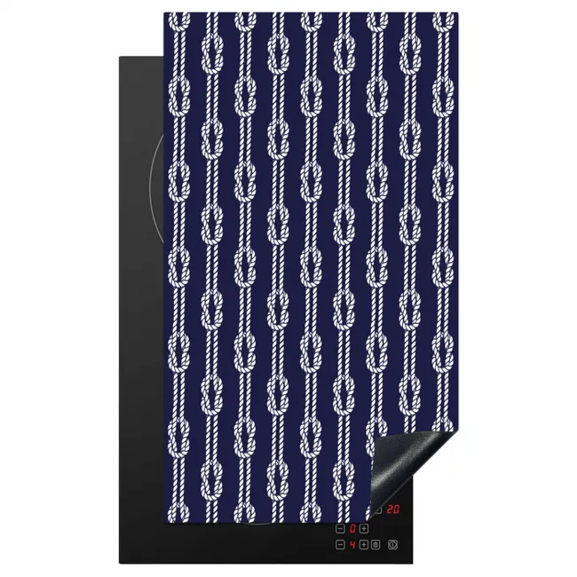 Oceaan - Touw - Blauw - Wit Inductie beschermer vinyl 3mm middel 564 -3d