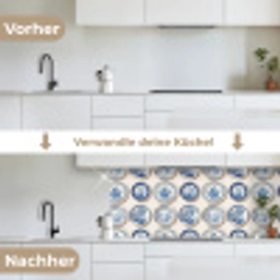 Borden - Bomen - Planten - Blauw keuken achterwand 2 middel 871 -voor-na_DE
