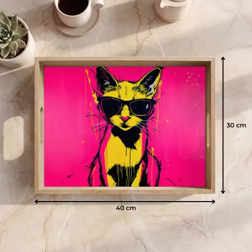Kat - Art - Zonnebril - Roze Dienblad Rechthoek middel -USP_Formaat