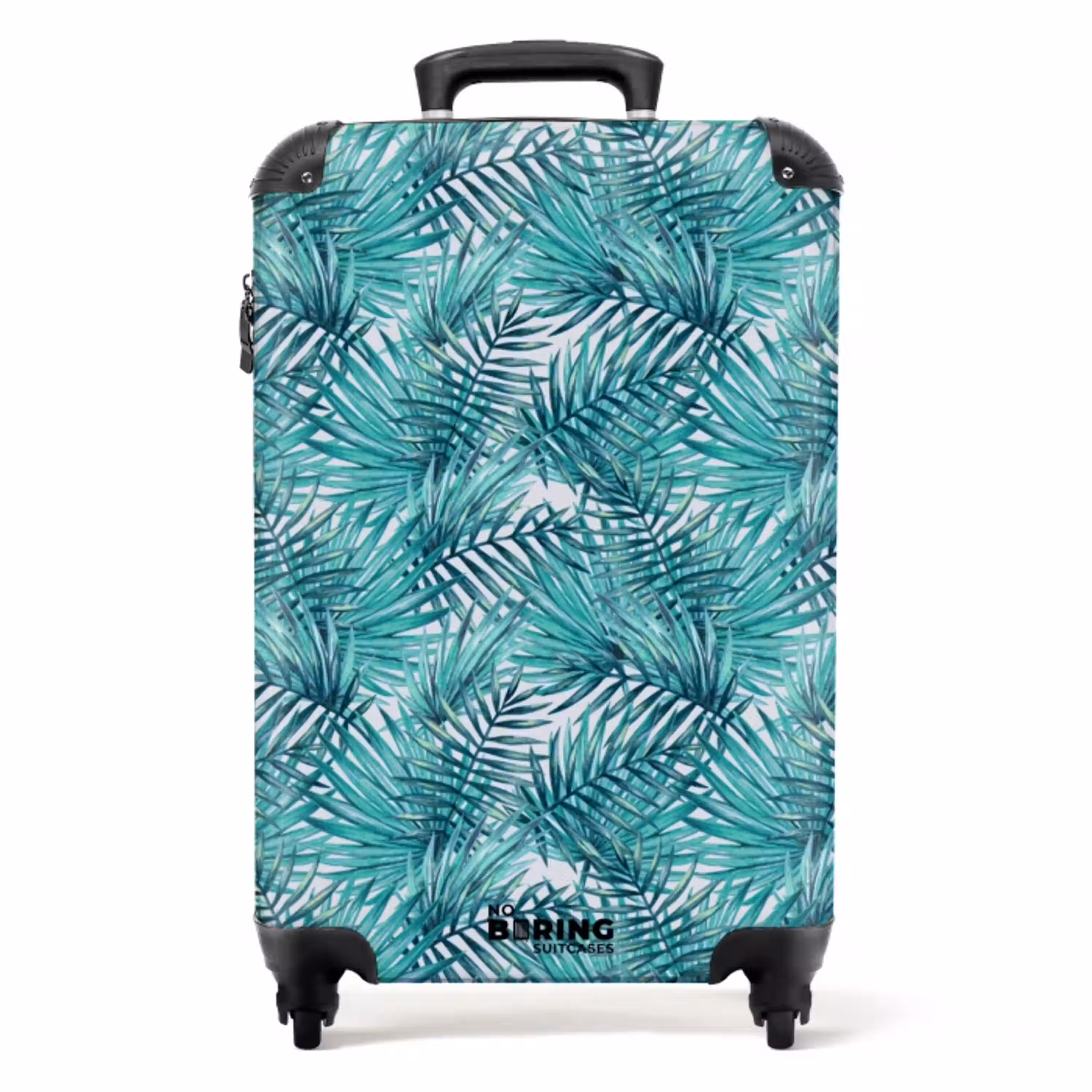 Palm bladeren patroon licht blauw NBS - Handbagage koffer - Volwassenen Unisex middel -productfoto_recht