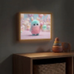 Monster - Pastel - Roze - Snoep Light Box met batterij (Wandlamp kind) middel -sfeer5_kind