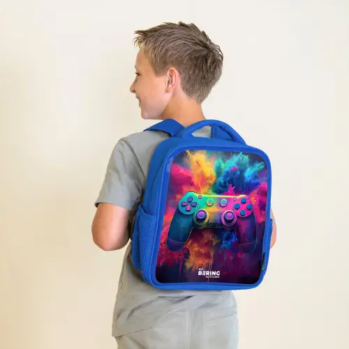 Game - Controller - Kleurrijk - Explosie Kinderrugzak - Blauw middel -sfeer2