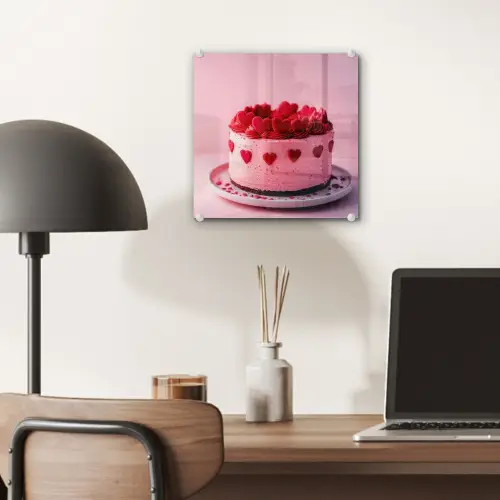 Taart - Hart - Roze plexiglas 5mm klein -sfeer6