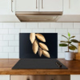 Bladeren - Zwart - Goud - Luxe - Planten keuken achterwand spatscherm klein -sfeer2