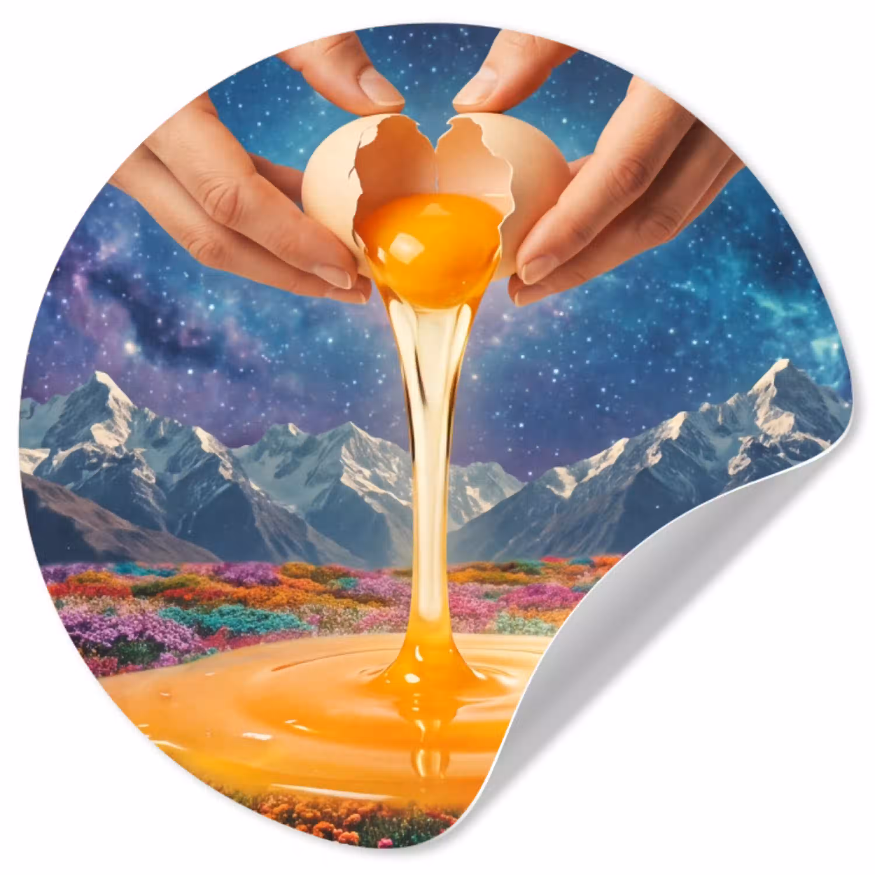 Handen - Ei - Surrealisme Wandcirkel behangsticker klein -3d