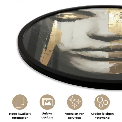 Ogen - Gezicht - Goud - Strepen Fotolijst rond zonder passe partout klein -closeup_NL