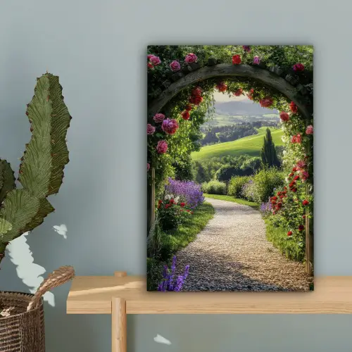 Doorkijk - Tuinboog - Bloemen - Natuur - Pad canvas 2cm klein -sfeer4