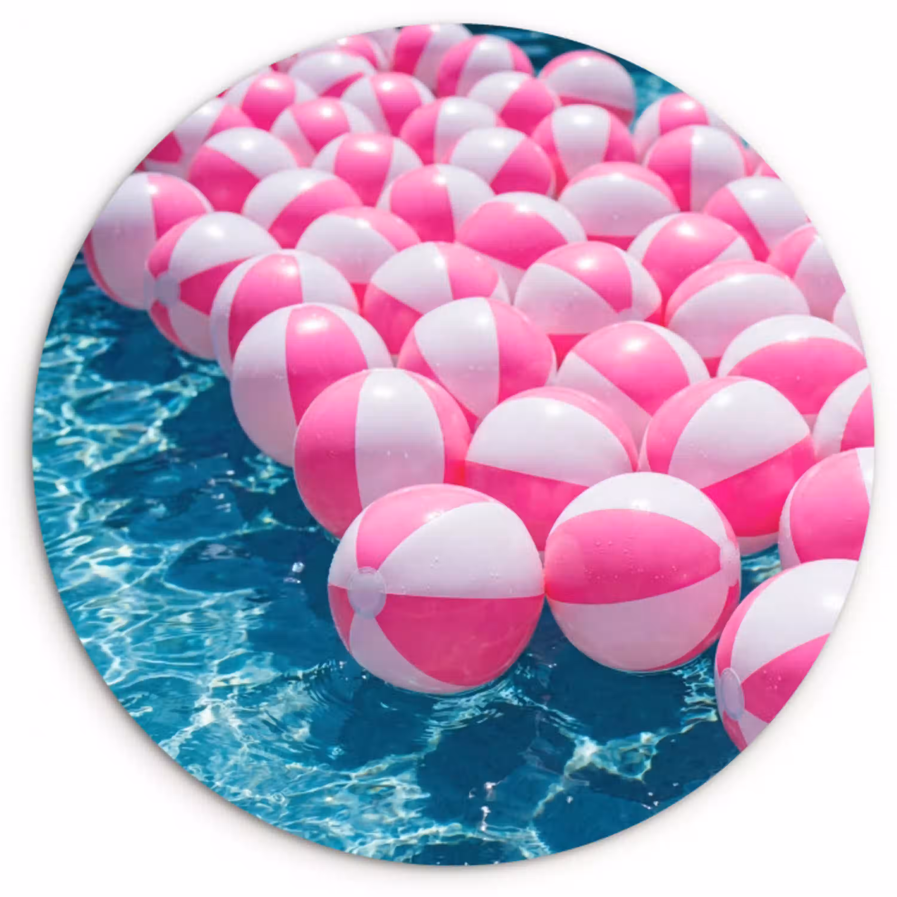 Strandballen - Roze - Water Wandcirkel kunststof plaat 5mm dik klein -3d