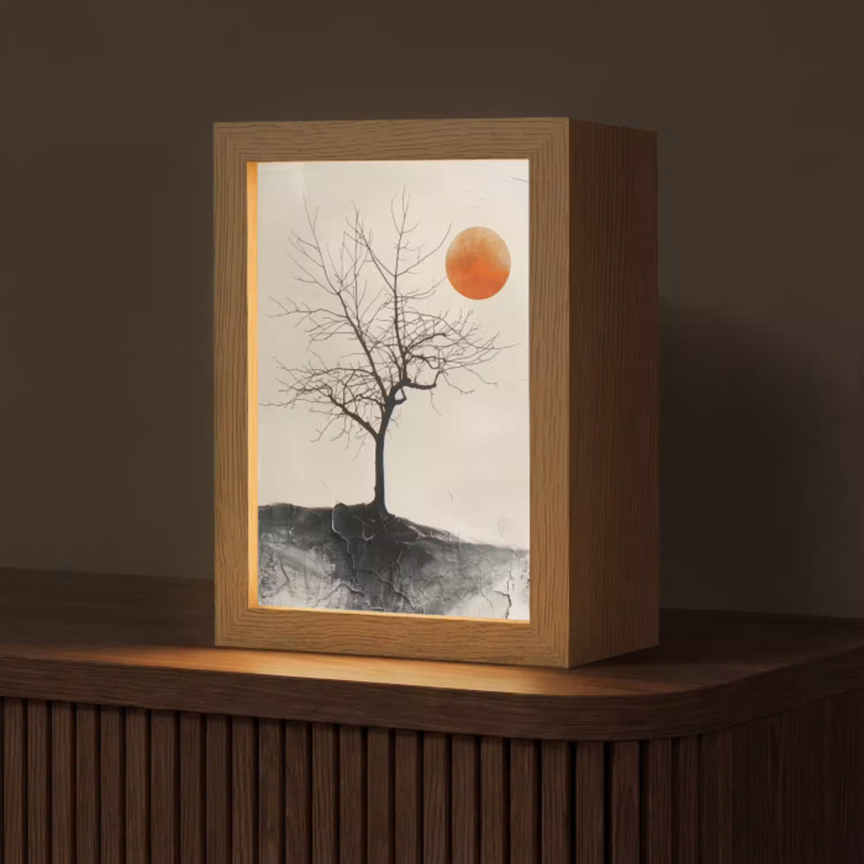 Boom - Zon - Modern - Landschap Light Box met kabel (Tafellamp) klein -z3d_website