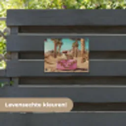 Cheetah - Koffer - Felroze - Woestijn tuinposter los doek klein -sfeer3