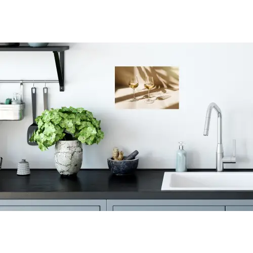 Wijn - Wijnglazen - Wit Muursticker klein -keuken