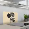 Zwart - Bladeren - Strepen - Minimalistisch keuken achterwand spatscherm klein -3d_schuin