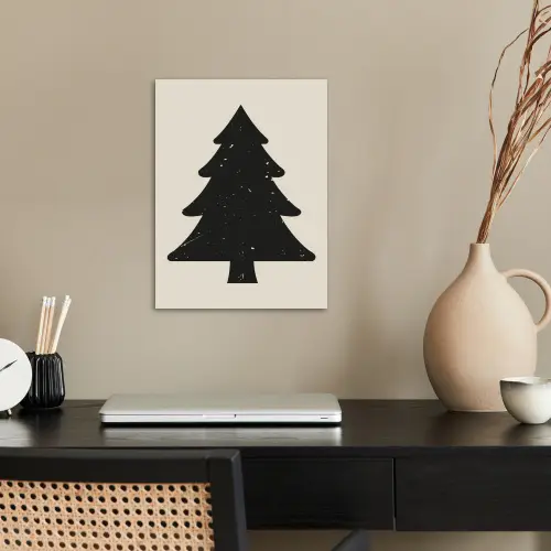 Kerstboom - Zwarte kerstboom - Boom - Japandi poster papier klein -sfeer1